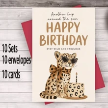 Leopard Print Cool Birthday Card, Stay Wild And Fabulous Fun Animal Birthday Card, Suitable For Friends, Family Birthday Party Gift Card - View 9