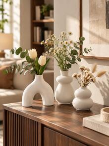 Bohemian Style 3-Piece Vase Set, Dried Flower Vase, Suitable For Reed Flower Home Decor; Modern Round Vase, Suitable For Living Room Coffee Table And Entryway, Also Can Be Used As Birthday Or Valentine's Day Gift. - Multicolor - View 5