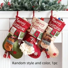 1pc Creative Christmas Decoration Candy Sock, Embroidered Christmas Stocking Gift Hanging Sock, Random Style And Color - Multicolor - View 10