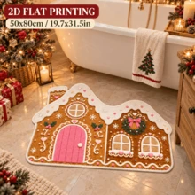 1pc Christmas Candy Cloud House Bathroom Rug, Sweet Cute Girly Style Carpet, Fluffy Comfortable Faux Cashmere Rug, Living Room Rug, Bedroom Rug, Walk-In Closet Rug, Entryway Rug, Kitchen Rug, Bedside Rug, Durable Dust-Proof, Gift For Family, New Year Gift, Christmas Gift - Multicolor - View 2