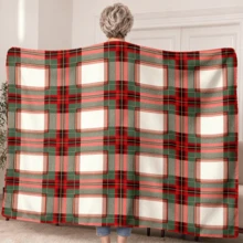 1PC Green And Red Plaid Print Wearable Blanket-Soft And Comfortable, Unisex For Everyday Rest, Holiday Gifts, Christmas Decor And Home Warmth - Multicolor - View 2