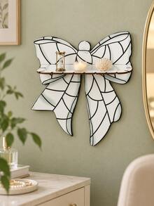 1pc Large Bow Wall Decor Shelf Cute Aesthetic Hanging Decoration Display Shelf Ornament With Creative Ribbon Shape Design Yellow Color Room Accent Floating Shelf Home Decoration Bedroom Living Space Wall Display Decor Holiday - Style 1 - View 6