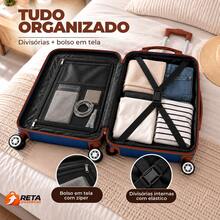 Conjunto 3 Peças para Aeroporto e Férias com Mala 20 Mala 24 e Frasqueira 14 ABS Resistente Rodas Duplas 360° Expansível Cadeado TSA Alça Telescópica e Espaço de Roupas e Produtos de Higiene - Azul - Visão 5