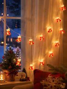 1pc Christmas Decorative String Lights - Red Christmas Stocking Combination, Battery Operated, Suitable For Indoor/Outdoor Hanging Decoration, Can Decorate Fireplace, Window, Bedroom, Wall, Yard, Ideal Choice For Holiday Party And Home Decor - Red Christmas Stocking and Christmas Tree Set - View 6