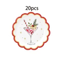 10 قطع/20 قطعة/30 قطعة/50 قطعة/100 قطعة أطباق ورقية بحافة متموجة لعيد الميلاد 7/9 بوصة، أطباق بطبعة مارتيني كوكتيل بحافة ذهبية وحافة حمراء، أدوات مائدة لعيد الميلاد والسنة الجديدة، مناسبة لعشاء العائلة وليلة الكوكتيل وحفلة المكتب وديكور حفلة الشتاء - دانتيل متعدد الألوان - مشاهدة 10