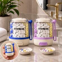 7-Day Push-Button Pill Box, Portable Round Weekly Medication Storage Container, 4-Compartment Design With Handle, Button-Style Pill Dispenser For Vitamins, Capsules, Tablets, Suitable For Travel, Home And Daily Use - View 18