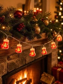 1pc Christmas Decorative String Lights - Red Christmas Stocking Combination, Battery Operated, Suitable For Indoor/Outdoor Hanging Decoration, Can Decorate Fireplace, Window, Bedroom, Wall, Yard, Ideal Choice For Holiday Party And Home Decor - Red Christmas Stocking and Christmas Tree Set - View 5