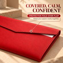 1PC Skin Texture Leather Document Bag A4 Official Document Bag Korean Edition Archive Bag Advertising Document Bag - Random - View 3