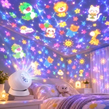 USB Powered 360° Rotatable Cartoon Animal Pattern Projection Lamp, Multi-Angle Adjustable LED Atmosphere Night Light, Ceiling Cartoon Light Shadow Decoration Lamp, Home Bedroom Desktop Atmosphere Decor, Creative Holiday Gift - White - View 5