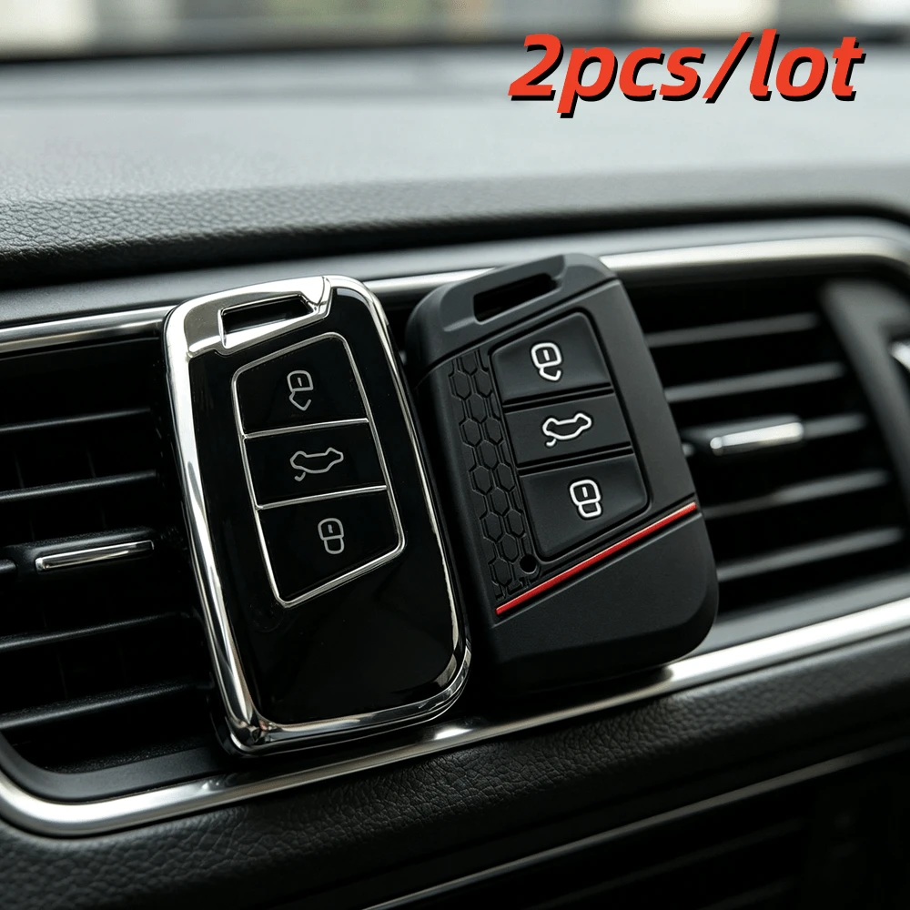 2pcs Durable Remote Car Key Cover, Compatible With VW Passat B8 Magotan Superb A7 Kodiaq Car Remote Key Case - Multicolor - View 1