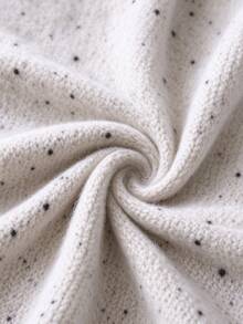 1pc Beige Black Polka Dot Tassel Blanket, Minimalist Jacquard Border Design, Multi-Purpose Autumn/Winter Home Decor, Holiday Gift, Perfect For Daily And Holiday Use, Home Decoration - Black and White - View 3