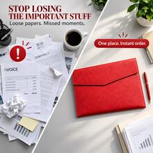 1PC Skin Texture Leather Document Bag A4 Official Document Bag Korean Edition Archive Bag Advertising Document Bag - Random - View 4