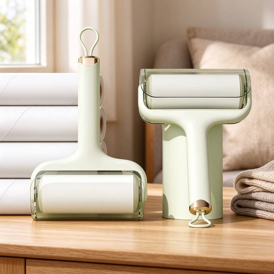 1pc Lint Roller With Cover, Tear-Off Refill Paper Pet Hair Remover, Sticky Lint Roller For Clothes Sofa Carpet, Pet Hair Removal Cleaning Tool - View 1