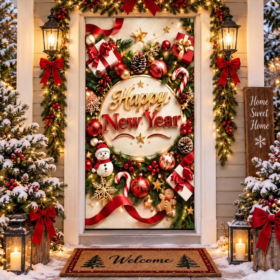 Two Dimensional Flat Door Frame, Merry Christmas, Suitable For Family Party Events, Weddings, Christmas, Indoor/Outdoor Decoration. Various Sizes And Styles Are Available For Selection. - A - View 1