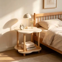1pc Minimalist Side Table, White Tabletop With Natural Wood Solid Legs, Small Square Corner Table, Storage Side Table Beside Sofa, Suitable For Placing Sundries And Decorations In Bedrooms & Small Apartments. Tavolino Salotto Tavolino - Multicolor - View 7