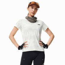Li-Ning Women's Reflective Quick-Dry Running T-Shirt ATSW580 - Chalk Grey Full Print - View 1