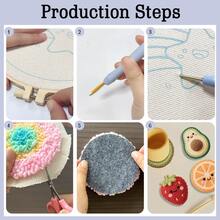 6pcs Coaster Set DIY Punch Needle Kit For Beginners – Includes Punch Needle, Yarn, Instructions, Hoop & Pre-Printed Fabric (Coffee And Cake). Creative Cup Decoration Or Gifting. 2D Printed Punch Needle Starter Kit - 6pcs - View 11