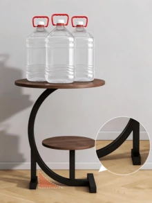 Round 2-Tier Side Table With Wood Grain Top And Curved Iron Frame, Sturdy And Durable. Dual-Layer Storage. Place Beside Sofas For Drinks And Books, Beautify Your Home. - Multiple Specifications - View 9