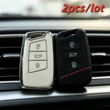 2pcs Durable Remote Car Key Cover, Compatible With VW Passat B8 Magotan Superb A7 Kodiaq Car Remote Key Case - Multicolor - View 7
