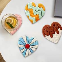 6pcs Coaster Set DIY Punch Needle Kit For Beginners – Includes Punch Needle, Yarn, Instructions, Hoop & Pre-Printed Fabric (Heart-Warming Scenery). Creative Cup Decoration Or Gifting. 2D Printed Punch Needle Starter Kit - 6pcs - View 6