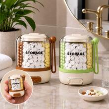 7-Day Push-Button Pill Box, Portable Round Weekly Medication Storage Container, 4-Compartment Design With Handle, Button-Style Pill Dispenser For Vitamins, Capsules, Tablets, Suitable For Travel, Home And Daily Use - View 16