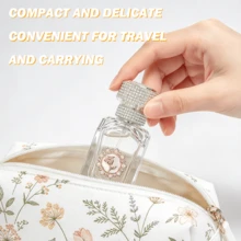 1pc 50ml Exquisite Rhinestone Vintage Style Transparent Geometric Pattern Perfume Bottle, Refillable Perfume Bottle, Spray Bottle, Travel Essential, Christmas Home Decor, Vanity Accessory, Perfect Gift For Girls, Christmas Gift - Multicolor - View 2