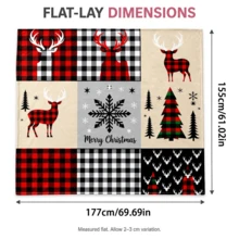 1PC Christmas Reindeer Patchwork Print Wearable Blanket-Soft And Comfortable For Both Men And Women. Perfect For Family Relaxation, Christmas Gifts And Winter Warmth - Multicolor - View 6