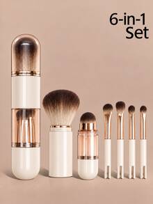 6/4pcs Mini Makeup Brush Set, Portable Travel Makeup Brushes With Storage Box, Foundation Eyeshadow Concealer Eyeliner Brush Set, Compact Full Face Makeup Tools, Handbag And Travel Essentials, Girly Style Beauty Must-Haves, Christmas Gift For Her - A - View 13