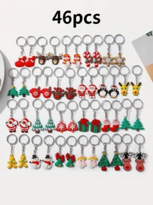 Bộ móc khóa Giáng Sinh 46 món/138 món, kết hợp Ông già Noel, Người tuyết, Cây thông Noel và nhiều mẫu khác, phụ kiện móc treo chìa khóa ô tô, quà tặng nhỏ ngày lễ, trang trí cây thông Noel, tất Giáng Sinh, phong cách tiệc Bohemian, phong cách đường phố dễ thương, nhựa PVC (Polyvinyl Chloride) - Nhiều màu - Xem 7