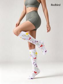 6 Pairs Women Compression Socks, Colorful Botanical Butterfly Knee High Socks, Soft Elastic Support Socks For Leisure Activities - Multicolor - View 3