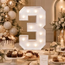1 Set 73cm Tall Number KT Board, 0-9 Number Set, Suitable For Birthday Party, Anniversary Celebration, Anniversary Decoration Background, LED Light Decoration - Multicolor - View 3