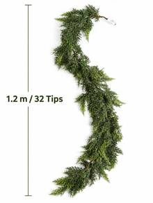 1pc Extra Long Artificial Norfolk Pine Christmas Garland, Dense And Realistic Foliage, Realistic-Touch Greenery With A Soft, Suitable For Decorating Christmas Staircase Handrails, Hallway Handrails, Window Frame Edges, Fireplace Mantels And Entryway Arches. - Multicolor - View 14