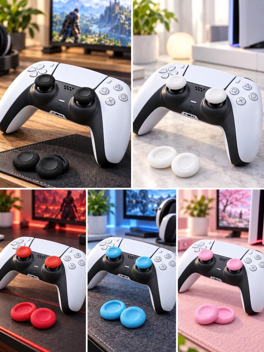 10pcs Controller Joystick Caps, Colorful TPU Joystick Replacement Covers, Anti-Slip Textured Analog Joystick Repair Caps, No Disassembly Required, Suitable For DualSense Game Controller Mushroom Joystick Caps, Gaming Accessories - View 1