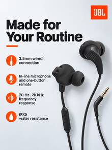 JBL Endurance Run 2 Wired Sports In-Ear Earbuds, 3.5mm Earphones With ...