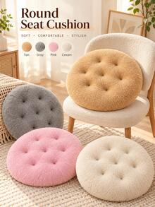 Round Winter Chair Pad, Thick Soft Seat Cushion, Suitable For Office Computer Chair, Warm Padded Stool Cushion, Suitable For Students, Teachers, Classroom, Study And Home Decor. Holiday, Holiday, Cyber Monday, Christmas Gift, Christmas - Multicolor - View 2