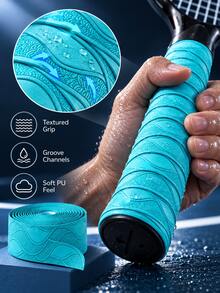 Sporty Style Anti-Slip Sweat Absorbing Overgrip Tape,PU Material Long Strip Shape 3D Embossed Texture, 2m X 2.5cm Extra Length,For Tennis Badminton Rackets Fishing Rod, For Sports Training, Outdoor Games, Four Seasons Sports Activities - Multicolor - View 2