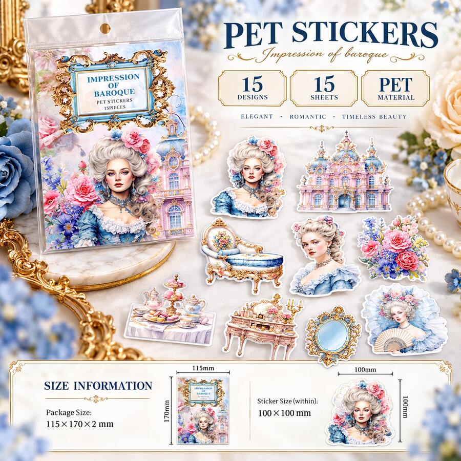 Impression Baroque Series PET Sticker Pack, European Palace Style, Girl ...