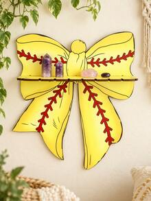 1pc Large Bow Wall Decor Shelf Cute Aesthetic Hanging Decoration Display Shelf Ornament With Creative Ribbon Shape Design Yellow Color Room Accent Floating Shelf Home Decoration Bedroom Living Space Wall Display Decor Holiday - Style 1 - View 1