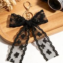 1pc Lace Bow Keychain Pendant, Exquisite Women's Floral Print Bohemian Style Key Ring, Car Key Accessory Gift, Creative Keychain Accessory, Bag And Wallet Decoration Accessory, Ideal Birthday Gift, Holiday Gift, Party Favor - Multicolor - View 10