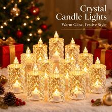 8pcs Crystal LED Flameless Tea Light Candles, Warm White Battery Operated Realistic Candles, Diamond Cut Transparent Design, Suitable For Christmas Decoration, Wedding Table Centerpiece, Halloween, Party Table Decor And Home Atmosphere Lighting - 8-pack Candles - View 6