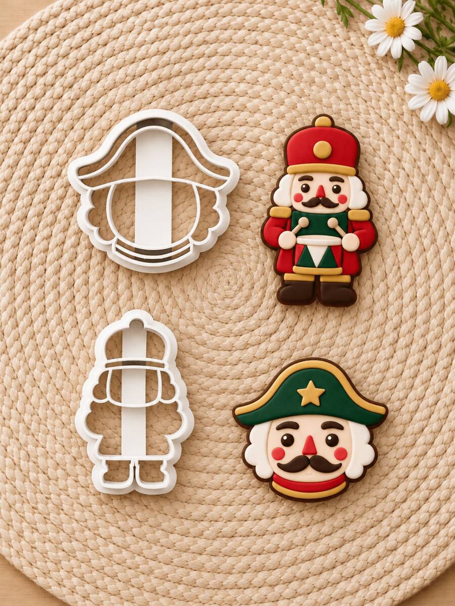 Nutcracker Soldier Clay Cutters For Earrings, Festive Polymer Clay Earring Cutter Mold, Red Coat Shape, Earring Making Supplies - White - View 1