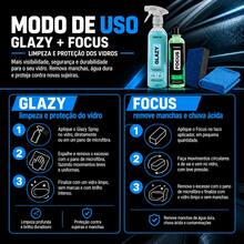 Kit Limpeza e Descontaminação de Vidros Vonixx: Glazy 500ml 4 em 1 + Focus 240ml + Taco de Carpete + Pano - A - Visão 6