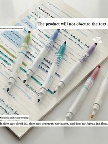 1/3/6/18pcs Dual-Tip Candy Color Highlighter Pens, Macaron Soft Tip Highlighter Pens, Random Color Styles, Triangular Easy-Grip Barrel, Office Grade, Suitable For Drawing, Marking And Highlighting, Professional Drawing Pens For Artworks, Back To School Essentials, Office Supplies Student/School Drawing Pens, Student Stationery Set - Multicolor - View 9