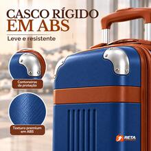 Conjunto 3 Peças para Aeroporto e Férias com Mala 20 Mala 24 e Frasqueira 14 ABS Resistente Rodas Duplas 360° Expansível Cadeado TSA Alça Telescópica e Espaço de Roupas e Produtos de Higiene - Azul - Visão 3