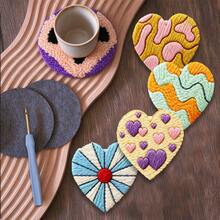 6pcs Coaster Set DIY Punch Needle Kit For Beginners – Includes Punch Needle, Yarn, Instructions, Hoop & Pre-Printed Fabric (Heart-Warming Scenery). Creative Cup Decoration Or Gifting. 2D Printed Punch Needle Starter Kit - 6pcs - View 4