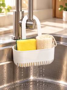 2/1pc White Hanging Sink Drain Basket, Multi-Functional Sponge Storage Rack With Drainage Holes, Space-Saving Kitchen Organizer, Suitable For Dish Sponges, Brushes, Soap And Cleaning Supplies, Applicable For Kitchen, Bathroom, RV And Camping - Multicolor - View 14