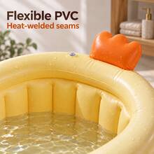 Bồn tắm bơm hơi PVC dày, bồn tắm bơm hơi di động gấp gọn cho gia đình, bồn spa bơm hơi hình oval, chậu tắm bơm hơi chống trượt, bồn tắm tiết kiệm diện tích cho phòng tắm nhỏ, dùng trong nhà và ngoài trời, phụ kiện bồn tắm bơm hơi, màu be - A - Xem 3
