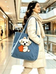 1pc Pet Travel Bag For Cats And Dogs, Crossbody Handbag, Convenient For Outings And Walks, Small Dog Head-Out Shoulder Bag, Breathable Pet Carrier, Suitable For All Seasons - Multicolor - View 6