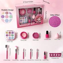 Kids Pretend Makeup Toy Set, Comes With Realistic Powder Compact, Lipstick, Nail Polish And More. Suitable For Girls Aged 3+, Great For Role-Play And Pretend Play Games. Perfect Birthday Gift Choice. - Multicolor - View 8