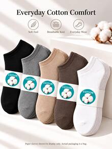 5/10/15 đôi tất cổ thấp bằng cotton cho nam, gân bo cổ chân nhiều màu cơ bản, unisex, phù hợp mặc thường ngày và đi làm, màu ngẫu nhiên - Nhiều màu - Xem 5